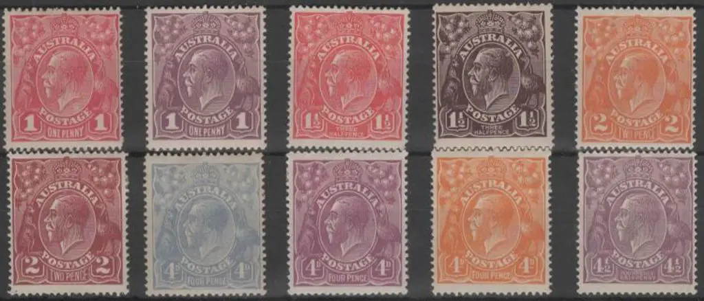 1918-23 Single wmk 1d red, 1d purple, 1½d carmine, ... Image 1++
