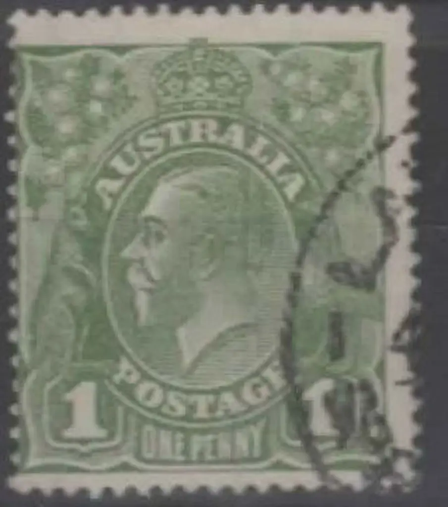 1918-23 Single wmk 1d green with pre-printing ... Image 1++