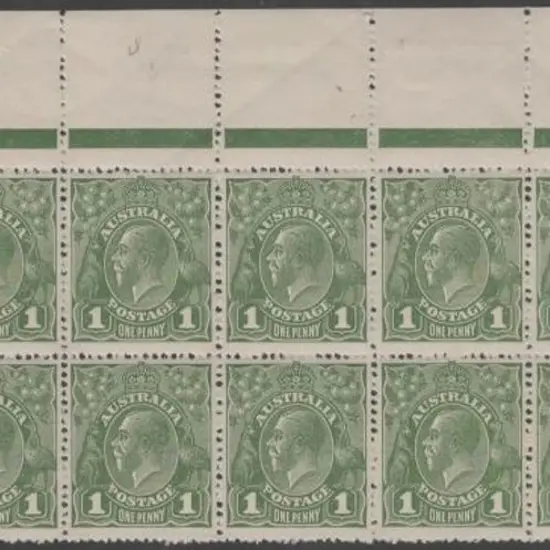 1918-23 Single wmk 1½d scarlet block of 4 showing ...