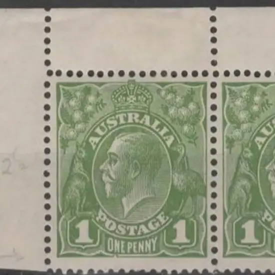 1926-30 SM wmk Perf 13½x12½ 1d green in top ...