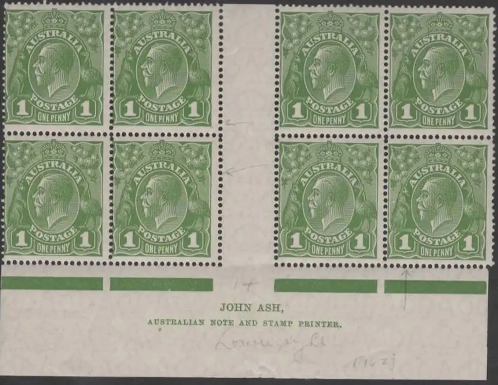 1926-30 SM wmk Perf. 14 1d green Ash imprint (N ... Image 1++