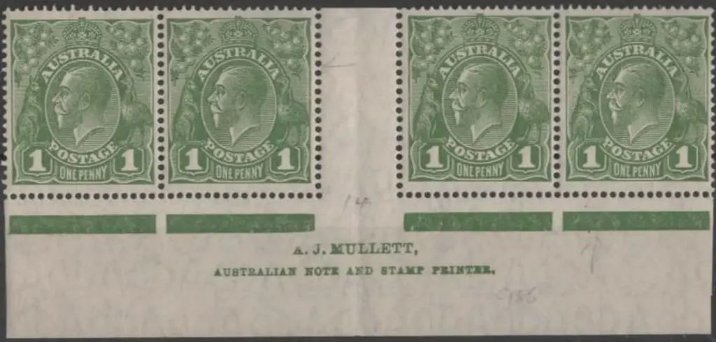 1926-30 SM wmk Perf. 14 1d green Mullett two line ... Image 1++