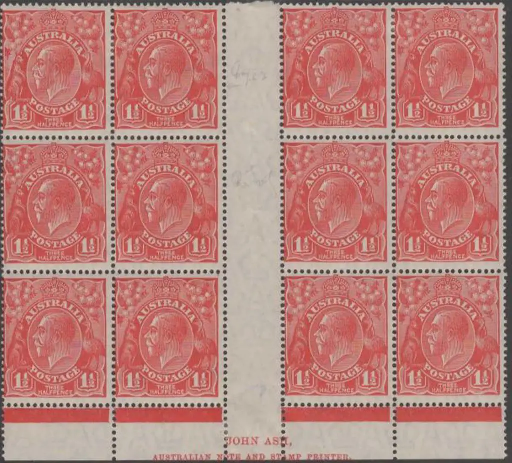 1926-30 SM wmk Perf. 14 1½d scarlet Ash two line ... Image 1++