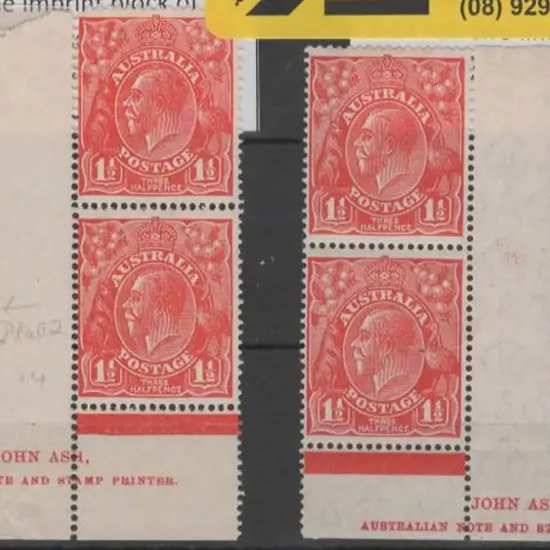 1926-30 SM wmk Perf. 14 1½d scarlet Ash two line ...