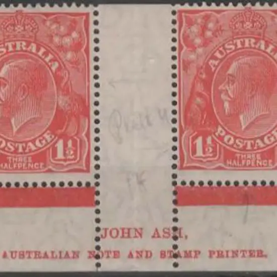 1926-30 SM wmk Perf. 14 1½d scarlet John Ash two ...