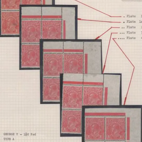 1926-30 SM wmk Perf. 14 1½d scarlet set of Plate ...