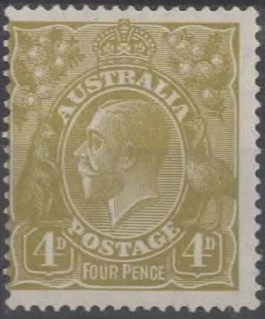 1926-30 SM wmk Perf. 14 4d olive. MVLH, centred to ... Image 1++