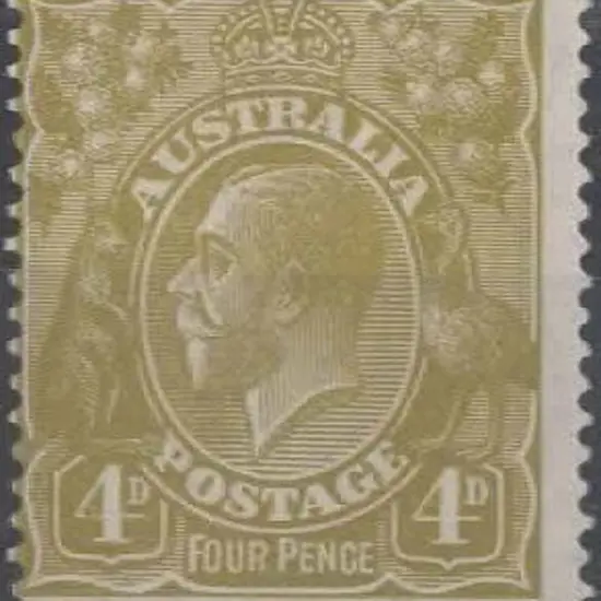 1926-30 SM wmk Perf. 14 4d olive. MVLH, centred to ...