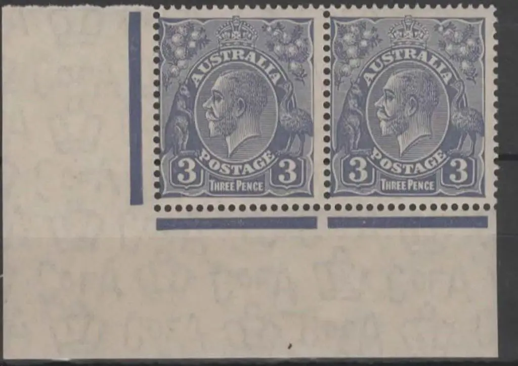 1931-36 CofA 3d blue bottom left corner pair. MVLH ... Image 1++