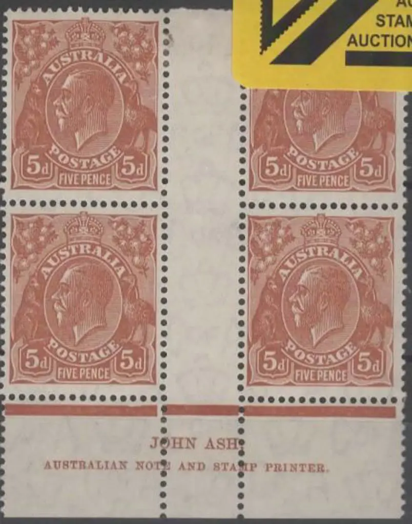 1931-36 CofA 5d chestnut Ash imprint (N over N) ... Image 1++