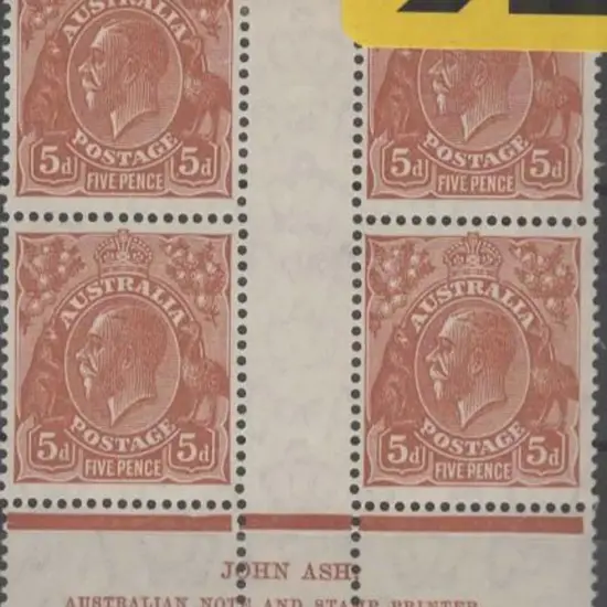 1931-36 CofA 5d chestnut Ash imprint (N over N) ...