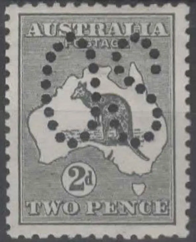 1913 2d grey kangaroo, 1st wmk, perfined large ... Image 1++