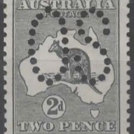 1913 2d grey kangaroo, 1st wmk, perfined large ...
