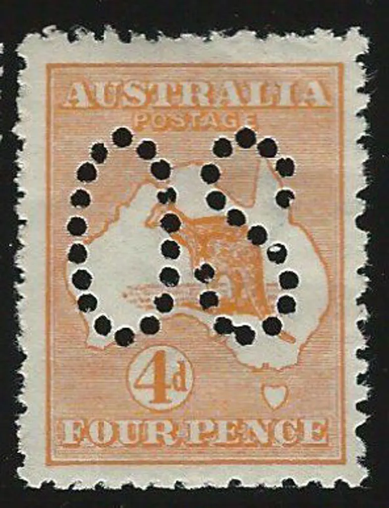 1913 4d orange kangaroo, 1st wmk, perfined large ... Image 1++