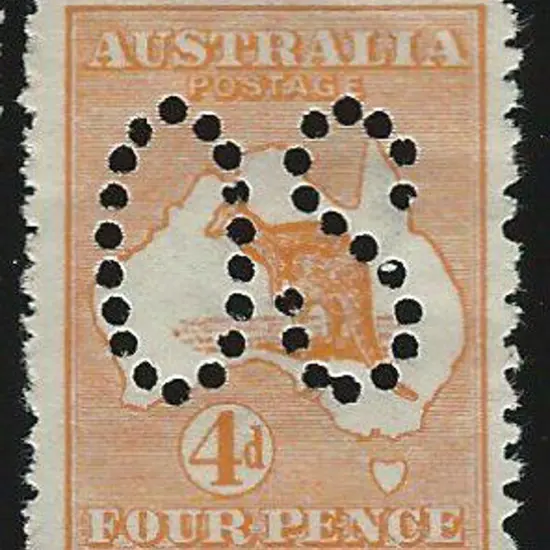 1913 4d orange kangaroo, 1st wmk, perfined large ...