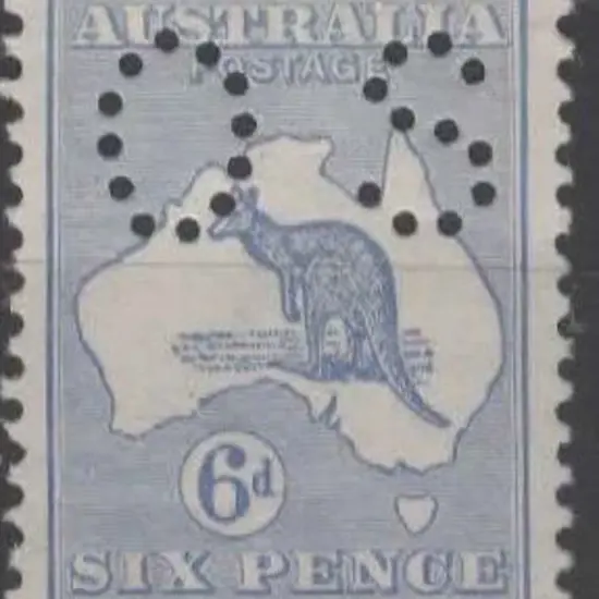 1913 6d ultramarine kangaroo, 1st wmk perf "OS". ...
