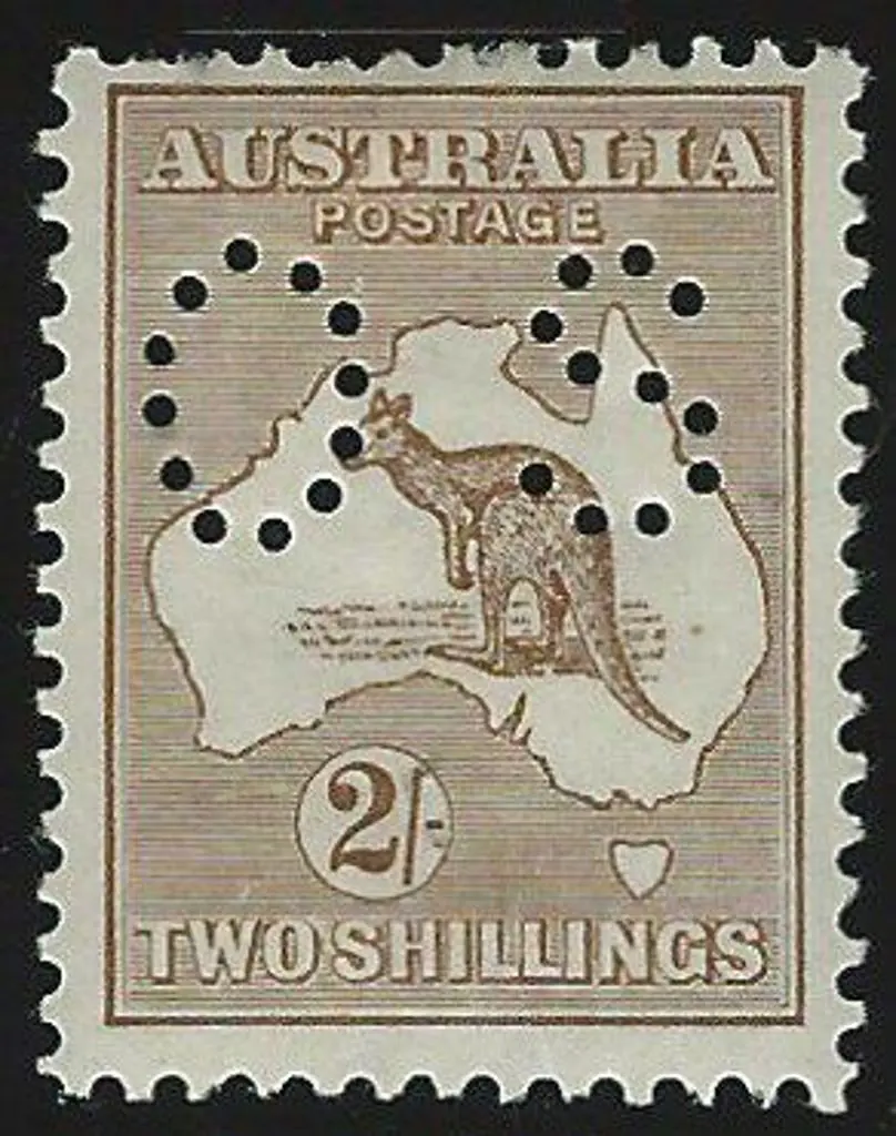 1915 2/- brown kangaroo, 2nd wmk perfined small ... Image 1++