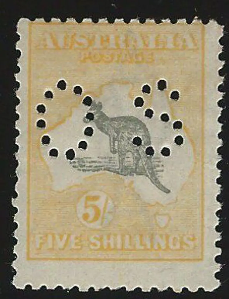 1915/28 5/- grey & yellow kangaroo, 3rd wmk, ... Image 1++