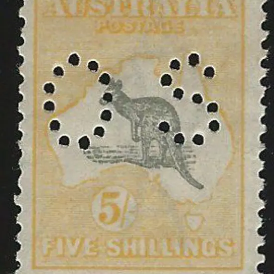 1915/28 5/- grey & yellow kangaroo, 3rd wmk, ...
