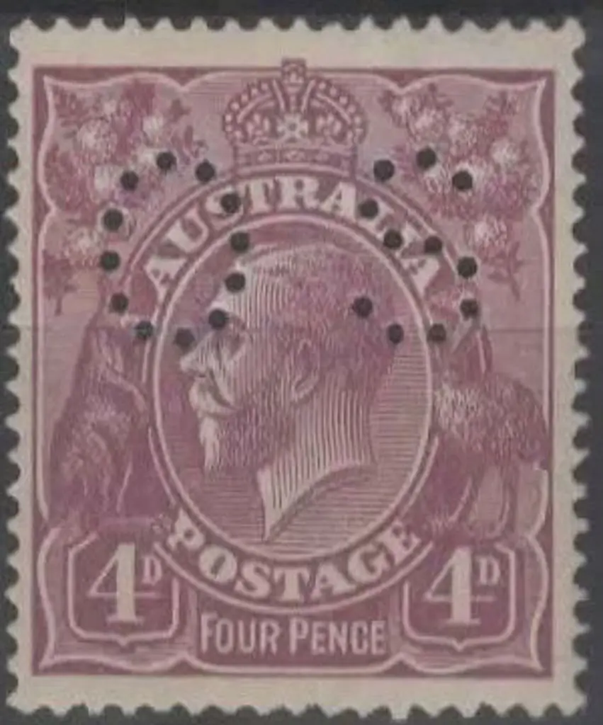 1918/23 4d violet KGV, Single Crown wmk perfined ... Image 1++
