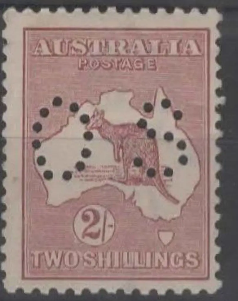1923/24 2/- maroon kangaroo, 3rd wmk perfined ... Image 1++