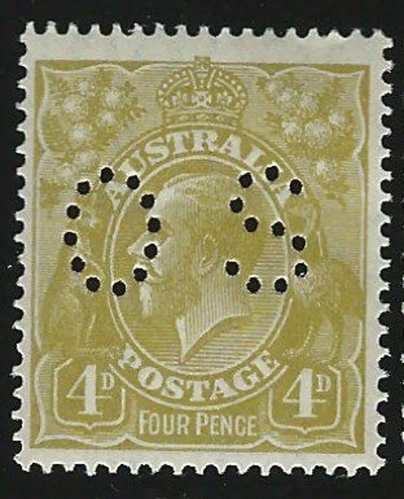 1926/30 4d olive KGV, Sm Mult wmk perf 14 perfined ... Image 1++