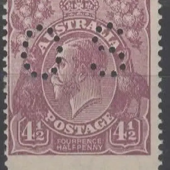 1926/30 4½d violet KGV, Sm Mult wmk, perfined ...