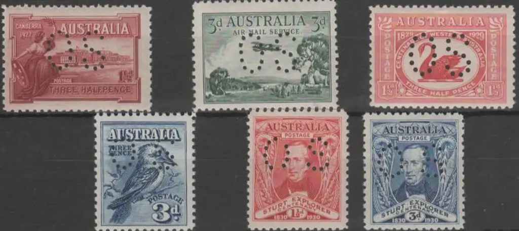 1927/30 pictorials set of 6 perfined "OS". All ... Image 1++