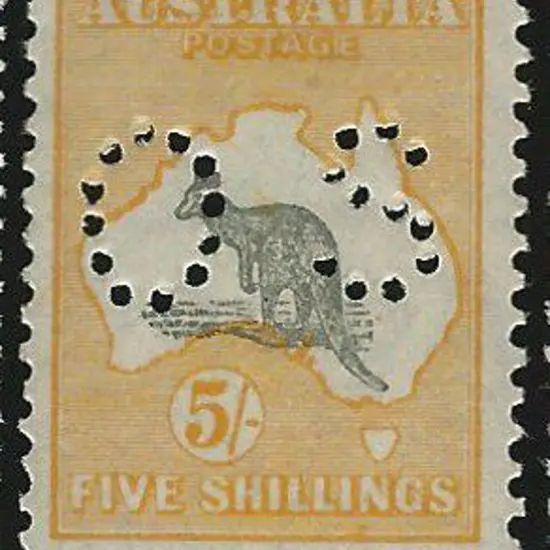 1929/30 5/- grey & yellow kangaroo, Sm mult wmk ...