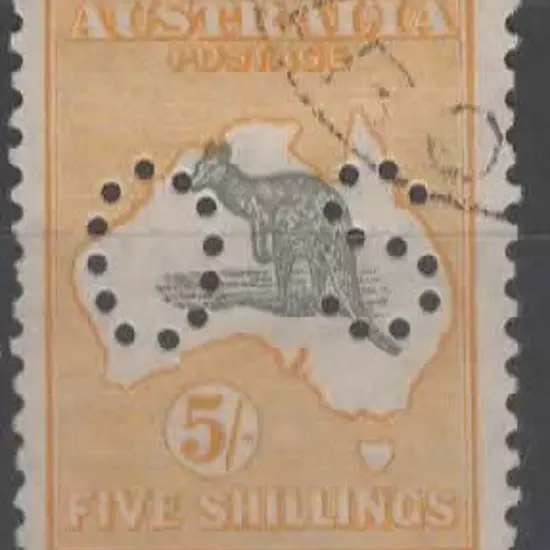 1929/30 5/- grey & yellow kangaroo, Small Multiple ...