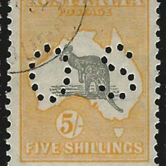1929/30 5/- grey & yellow orange perfined small ...