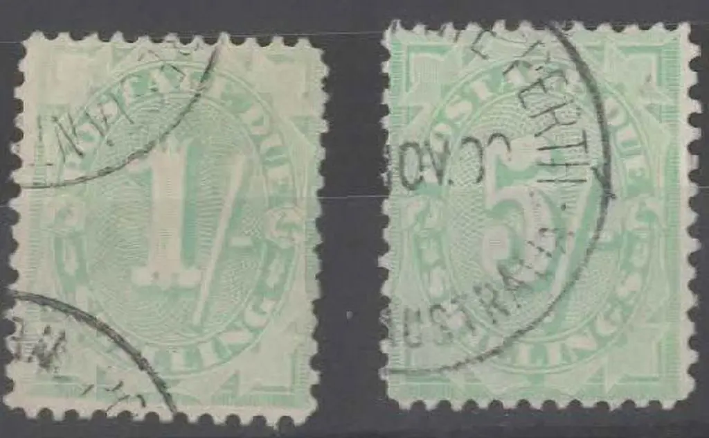 1908/09 1/- & 5/- Postage Dues fine used pair. SG ... Image 1++