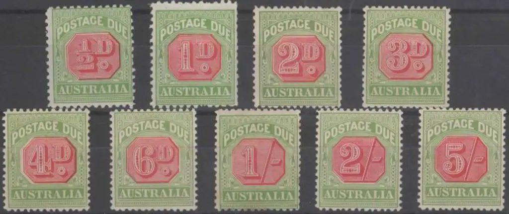 1909 ½d to 5/- rosine & yellow-green. 1/- toned ... Image 1++