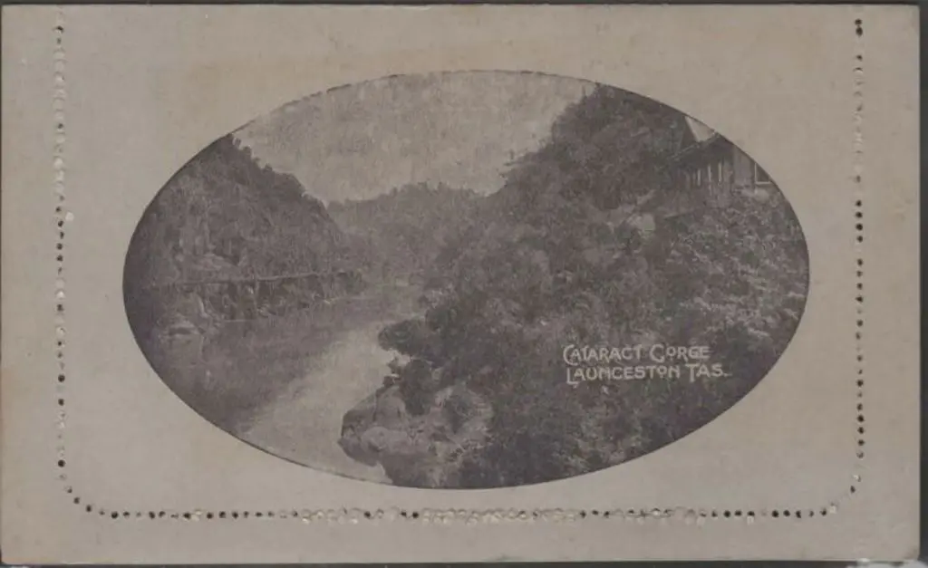 1913 1d kangaroo Lettercard with " Cataract Gorge, ... Image 1++