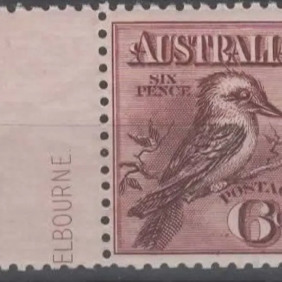 1913 6d kookaburra left marginal fresh MUH ...