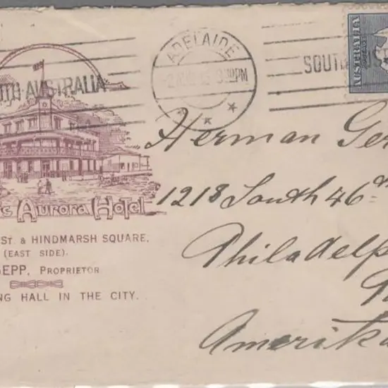 1915 (2nd Aug) "Gepps Aurora Hotel" private ...