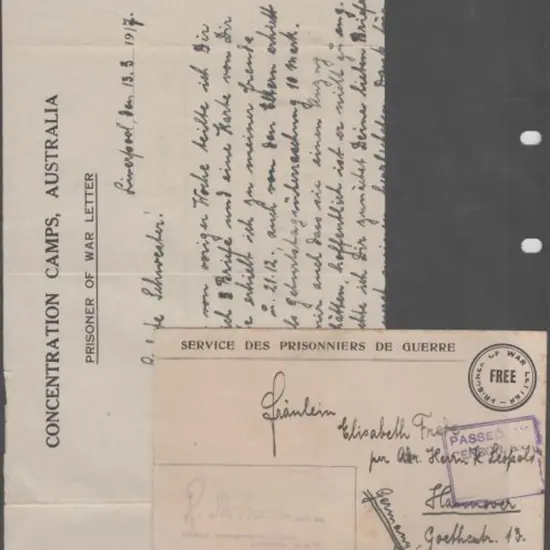 1917 (Prisoner of War) outgoing censored "PRISONER ...
