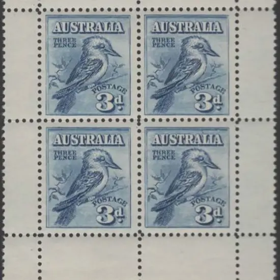 1928 Kookaburra Miniature Sheet from top of sheet. ...