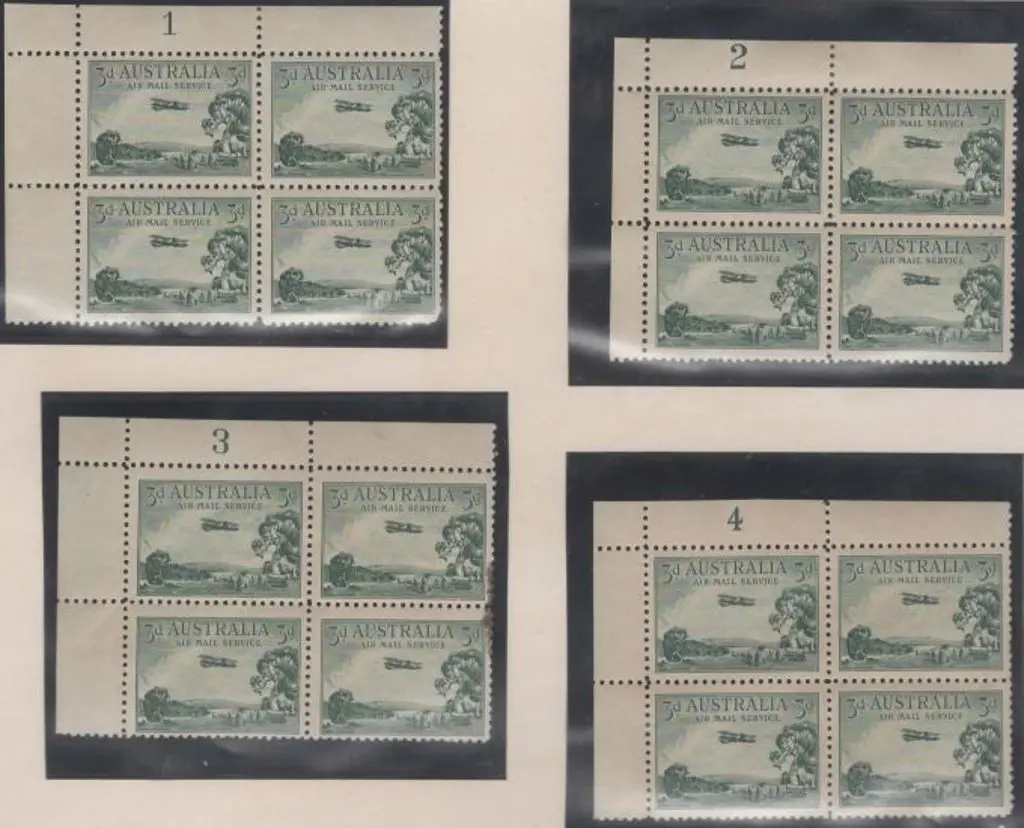 1929 3d Airmail, type A, in Plates 1-4 corner ... Image 1++