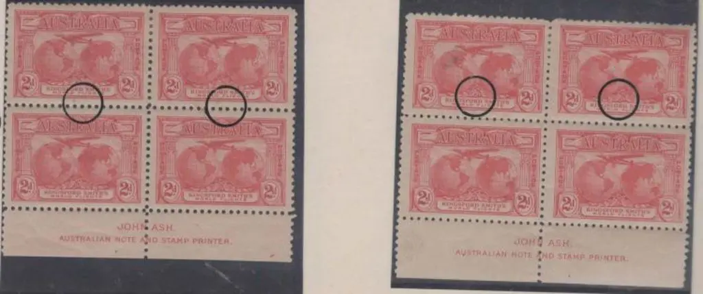 1931 2d Kingsford Smith imprint blocks with Plates ... Image 1++