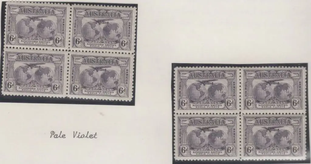 1931 6d violet Kingsford Smith violet blocks in 2 ... Image 1++