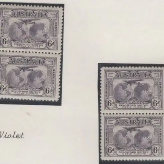 1931 6d violet Kingsford Smith violet blocks in 2 ...
