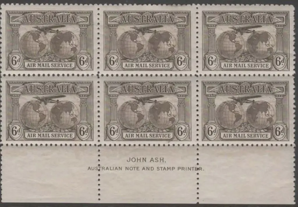 1931 6d dull brown Kingsford Smith Airmail Ash ... Image 1++