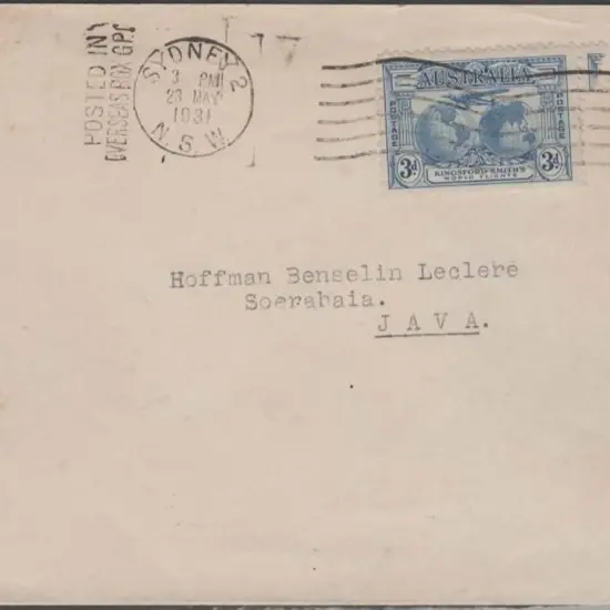 1931 (23rd May) cover franked with 3d ...