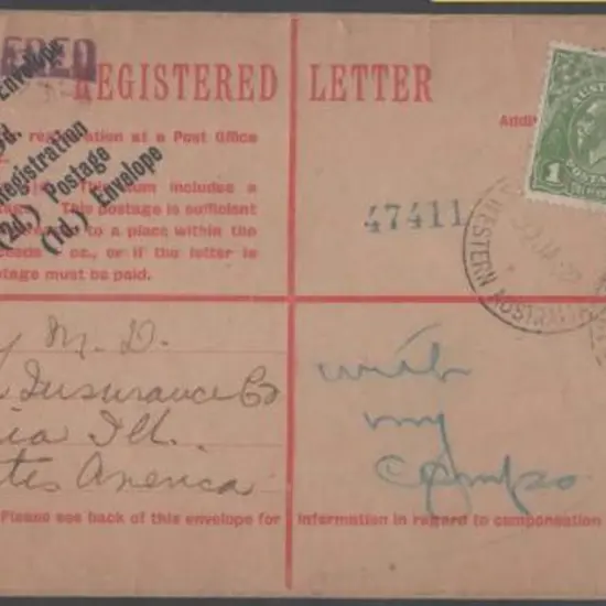 1932 (30th Jan) "FIVE PENCE" on 4½d KGV embossed ...