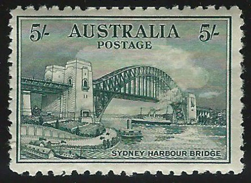 1932 5/- Sydney Harbour Bridge. MLH, centred ... Image 1++