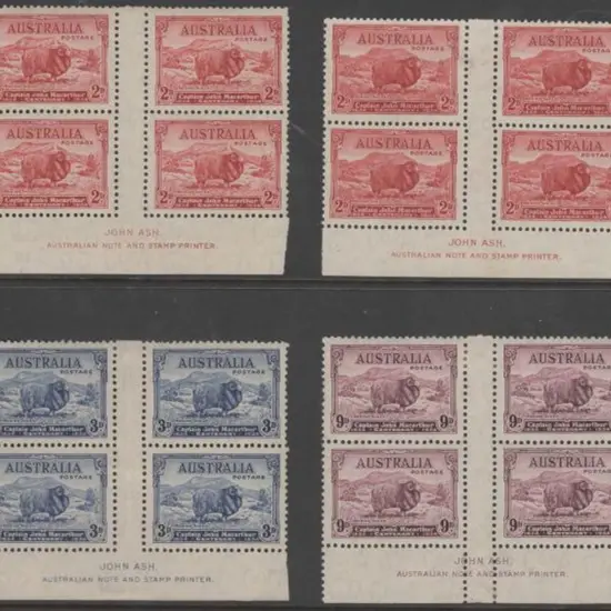 1934 Macarthur set of 4 in Ash imprint blocks. 2d ...
