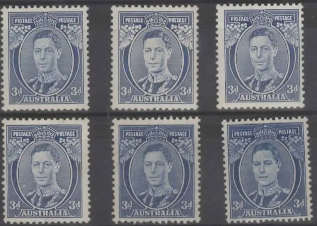 1937/38 3d blues with Die I SG 165 MLH, Die I ... Image 1++