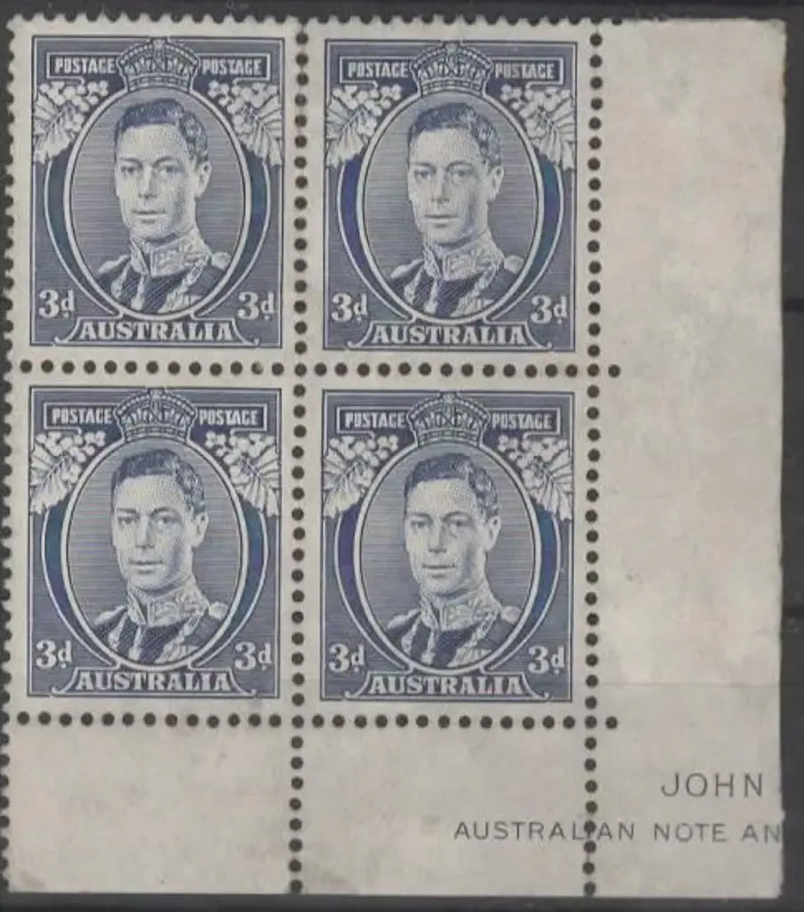 1937/48 3d blue Die I "white wattles" part Ash ... Image 1++