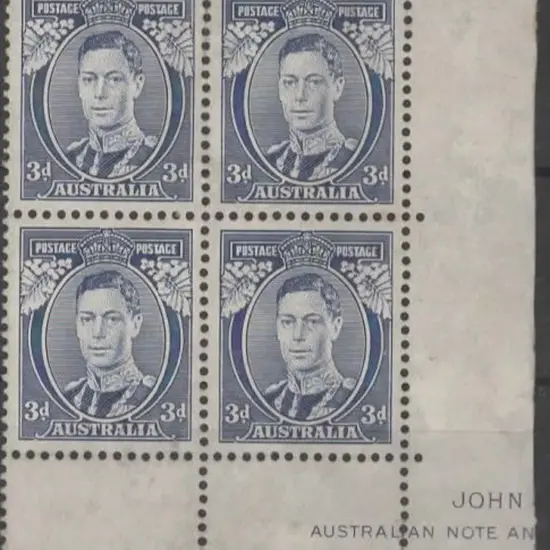 1937/48 3d blue Die I "white wattles" part Ash ...